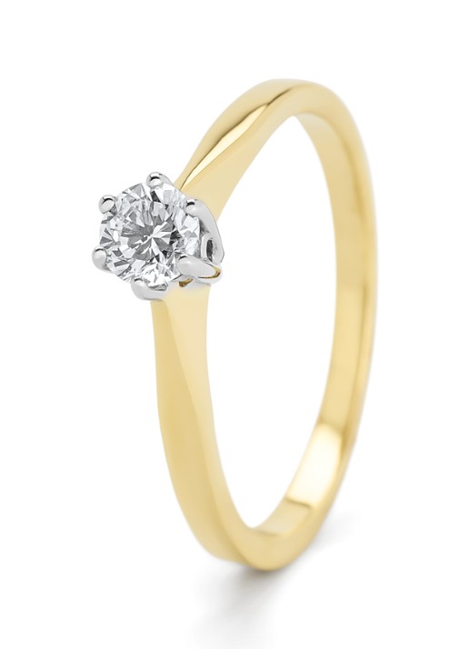 Diamond Point Geelgouden solitair groeibriljant ring, 0.27 ct. 0.27 ct diamant Groeibriljant