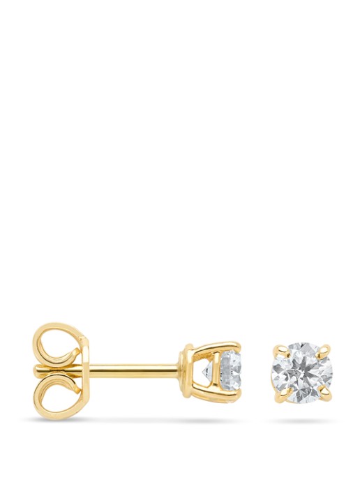 Diamond Point Geelgouden solitair oorstekers, 0.58 ct diamant, Groeibriljant