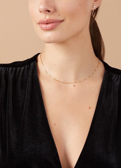 Diamond Point Geelgouden venetiaans collier Timeless Treasures (40cm) - voorkant 2 geelgoud