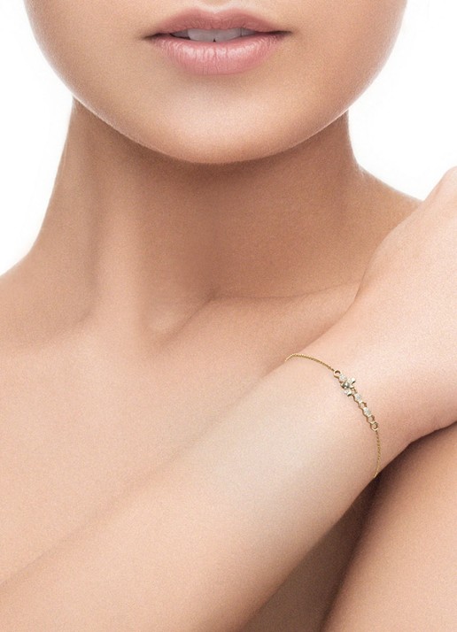 Diamond Point Gouden armband 0.02 ct diamant Queen Bee - voorkant 2 geelgoud
