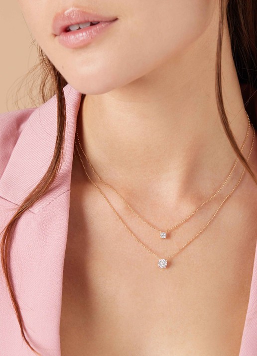 Diamond Point Gouden hanger met collier, 0.24 ct diamant, Enchanted - voorkant 2 geelgoud