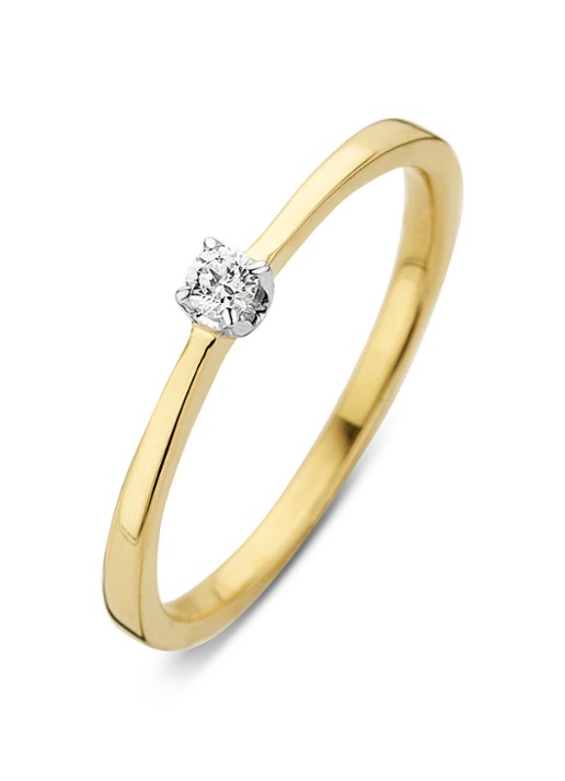 Diamond Point Gouden ring 0.05 ct diamant Starlight - voorkant goud
