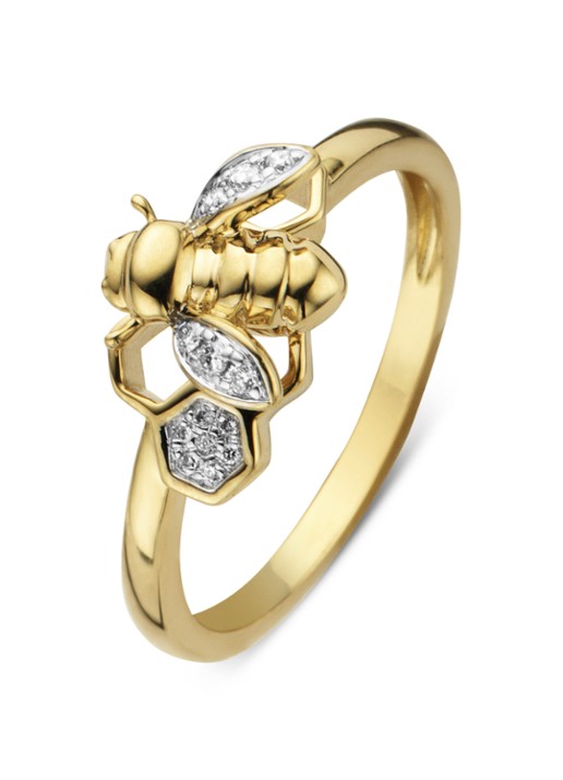 Diamond Point Gouden ring 0.06 ct diamant Queen Bee