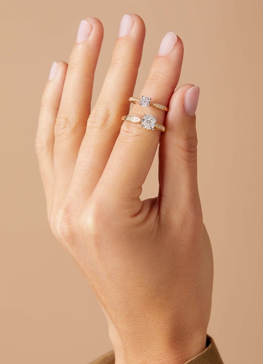 Diamond Point Gouden ring, 0.35 ct diamant, Enchanted - voorkant 2 geelgoud