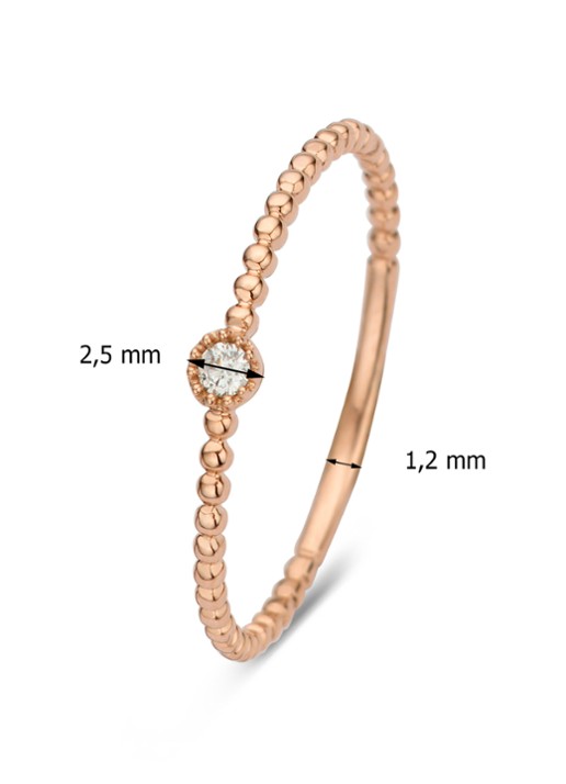 Diamond Point Ring van 14 karaat roségoud met 0.03 ct diamant Joy - detail roségoud