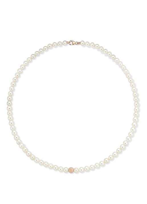 Diamond Point Roségouden collier witte zoetwaterparel Rivièra