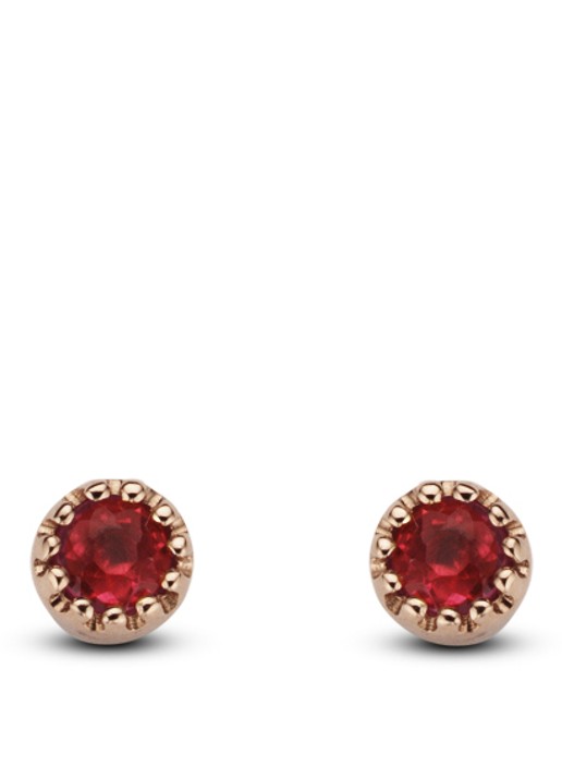 Diamond Point Roségouden oorsieraden 0.10 ct robijn Joy - voorkant 2 roségoud