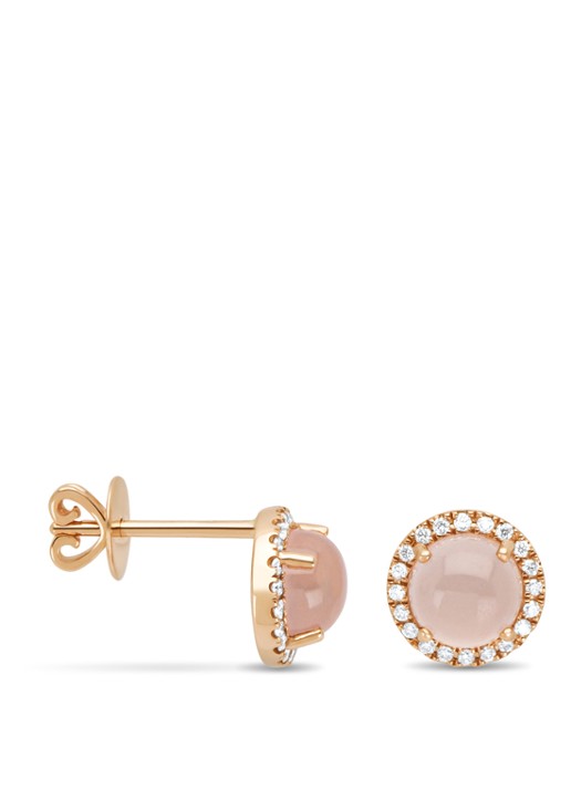 Diamond Point Roségouden oorsieraden, 2.18 ct rozenkwarts, Little Drops