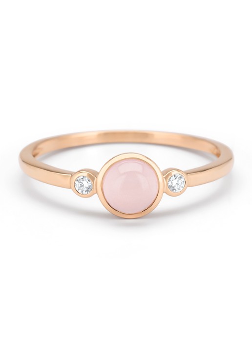 Diamond Point Roségouden ring, 0.54 ct rozenkwarts, Little Drops - detail 2 roségoud