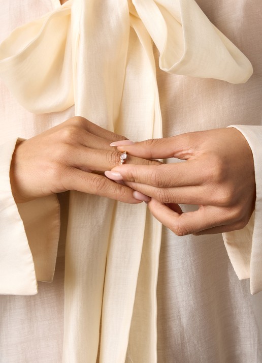 Diamond Point Roségouden ring, 0.54 ct rozenkwarts, Little Drops - voorkant 5 roségoud