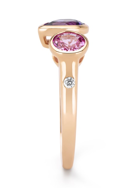 Diamond Point Roségouden ring, 0.70 ct paarse amethist, Little Drops - detail 2 roségoud