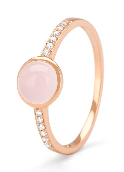 Diamond Point Roségouden ring, 0.91 ct rozenkwarts, Little Drops