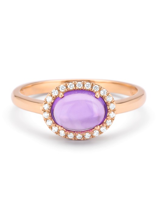 Diamond Point Roségouden ring, 1.20 ct paarse amethist, Little Drops - detail 4 roségoud