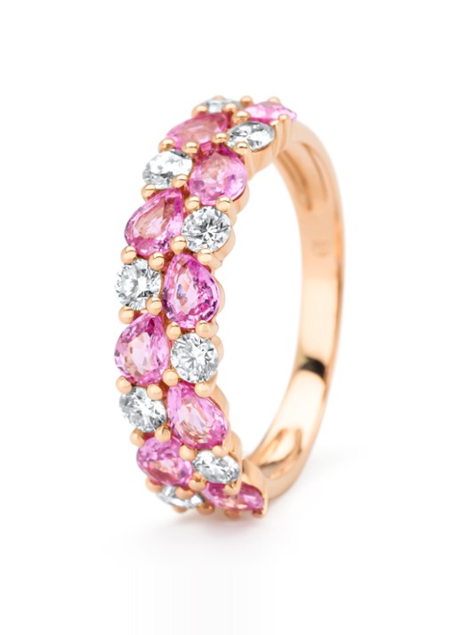 Diamond Point Roségouden ring, 1.65 ct roze saffier, Eden