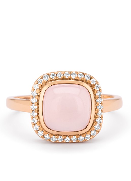 Diamond Point Roségouden ring, 2.36 ct rozenkwarts, Little Drops - detail 4 roségoud