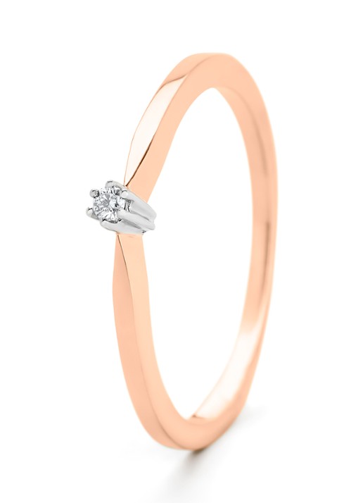 Diamond Point Roségouden solitair groeibriljant ring, 0.02 ct. 0.02 ct diamant Groeibriljant