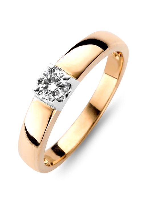 Diamond Point Roségouden solitair groeibriljant ring, 0.11 ct. 0.11 ct diamant Groeibriljant