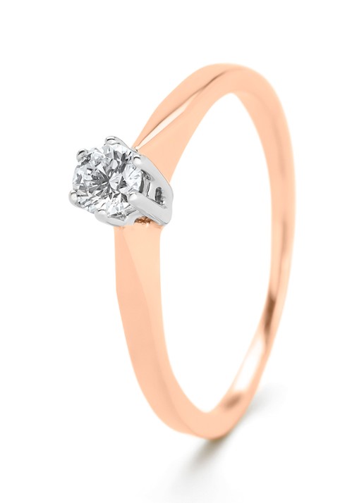 Diamond Point Roségouden solitair groeibriljant ring, 0.17 ct. 0.17 ct diamant Groeibriljant
