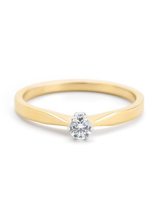 Diamond Point Solitair groeibriljant ring van 18 karaat geelgoud, 0.12 ct. 0.12 ct diamant - detail 2 geelgoud