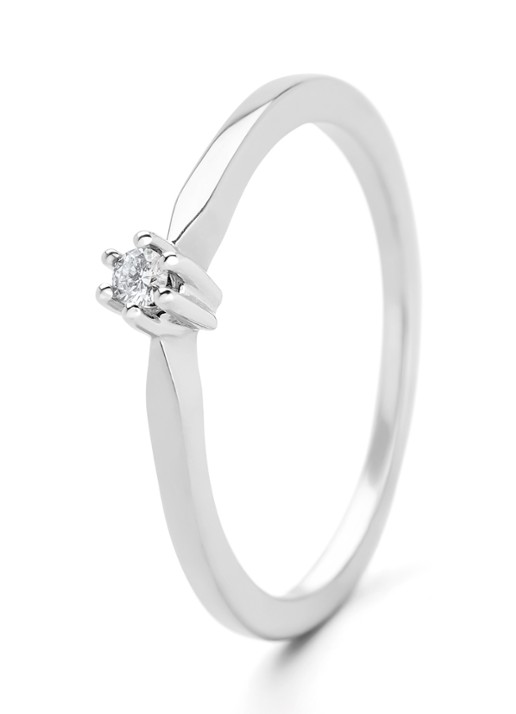 Diamond Point Solitair groeibriljant ring van 18 karaat witgoud, 0.04 ct. diamant