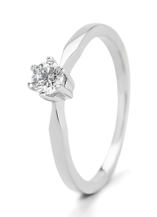 Diamond Point Solitair groeibriljant ring van 18 karaat witgoud, 0.22 ct. 0.22 ct diamant