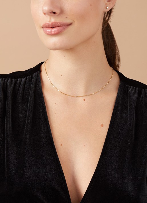Diamond Point Timeless treasures geelgouden collier (42cm) - voorkant 2 geelgoud