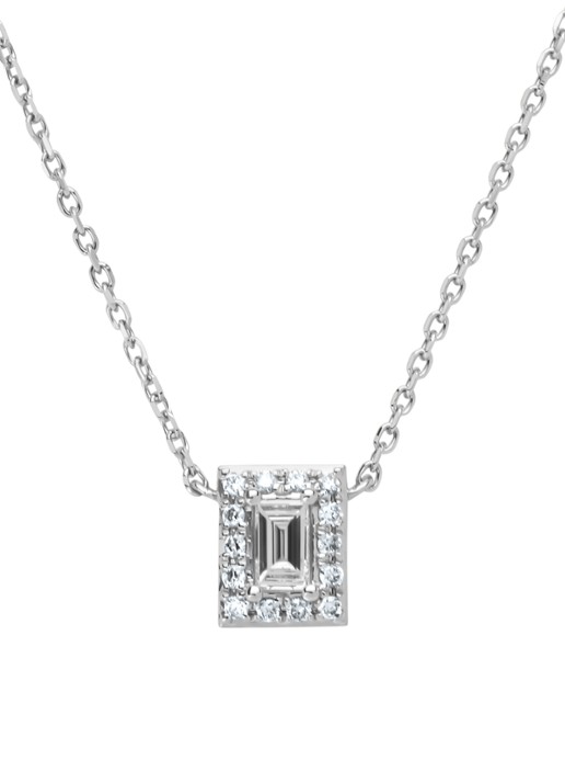 Diamond Point Witgouden collier, 0.15 ct diamant, Petite Romance - voorkant witgoud