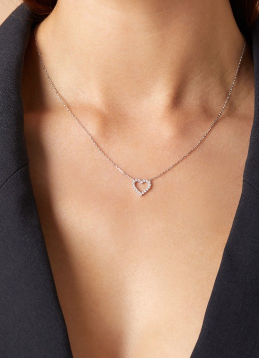Diamond Point Witgouden collier 0.25 ct diamant Hearts & Arrows - detail witgoud