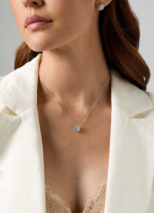 Diamond Point Witgouden collier, 0.30 ct diamant, Enchanted - voorkant 2 witgoud