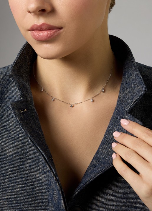 Diamond Point Witgouden collier, 0.42 ct diamant, Starlight - voorkant 2 witgoud