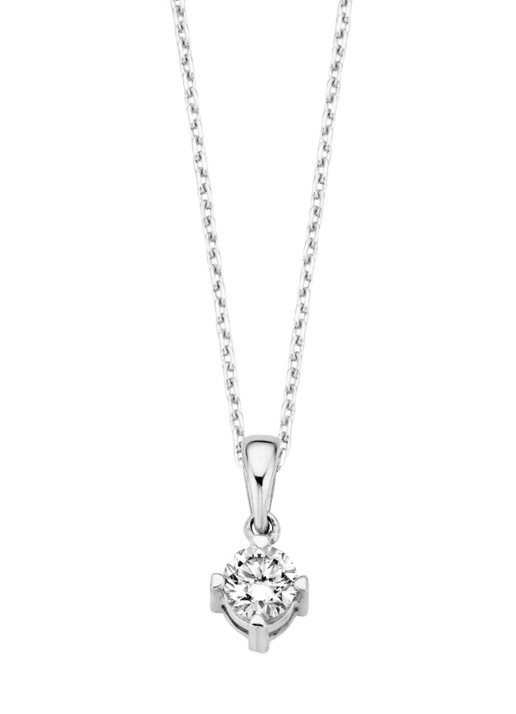 Diamond Point Witgouden hanger, 0.25 ct diamant, Hearts & Arrows