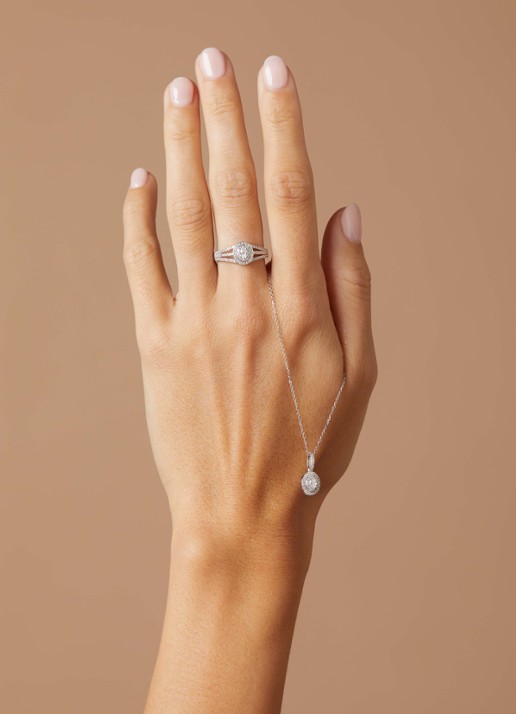 Diamond Point Witgouden hanger, 0.25 ct diamant, Petite Romance - voorkant 2 witgoud