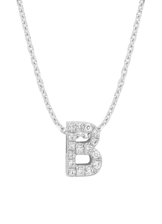 Diamond Point Witgouden hanger B, 0.07 ct diamant, Alphabet