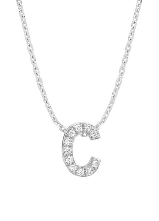 Diamond Point Witgouden hanger C, 0.04 ct diamant, Alphabet