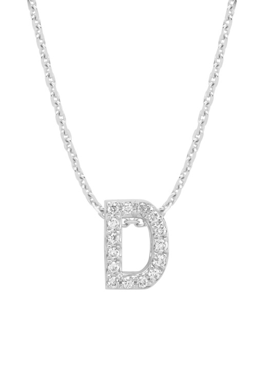 Diamond Point Witgouden hanger D, 0.06 ct diamant, Alphabet