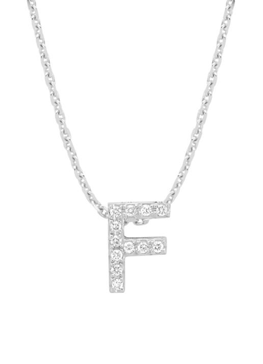 Diamond Point Witgouden hanger F, 0.04 ct diamant, Alphabet