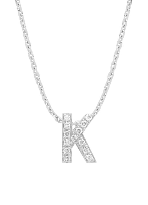 Diamond Point Witgouden hanger K, 0.05 ct diamant, Alphabet