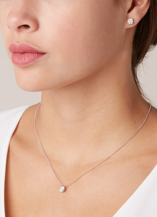 Diamond Point Witgouden hanger met collier, 0.29 ct diamant, Enchanted - voorkant 2 witgoud