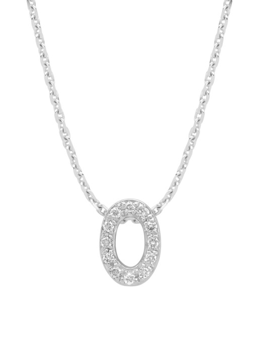 Diamond Point Witgouden hanger O, 0.05 ct diamant, Alphabet
