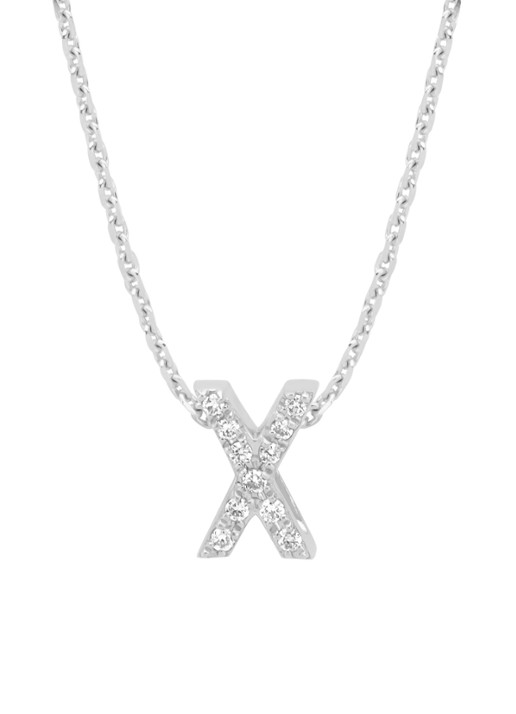 Diamond Point Witgouden hanger X, 0.05 ct diamant, Alphabet