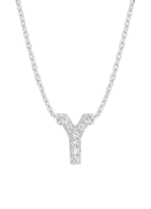 Diamond Point Witgouden hanger Y, 0.03 ct diamant, Alphabet