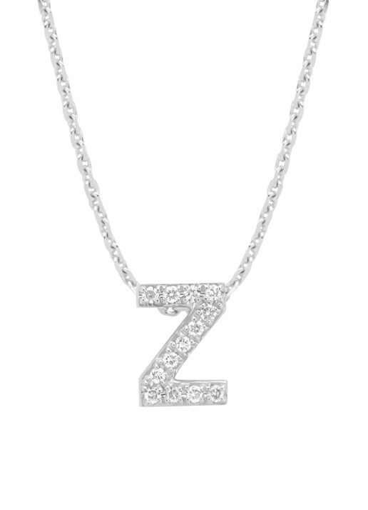 Diamond Point Witgouden hanger Z, 0.05 ct diamant, Alphabet