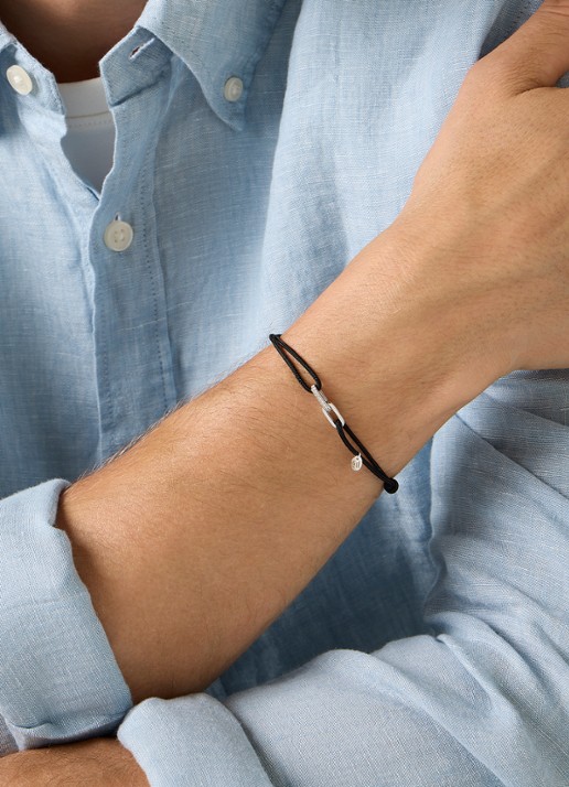 Diamond Point Witgouden koord armband, 0.04 ct diamant, Timeless Treasures - voorkant 2 witgoud