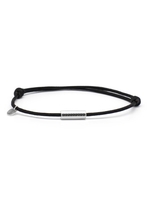 Diamond Point Witgouden koord armband, 0.04 ct zwarte diamant, Timeless Treasures - voorkant witgoud