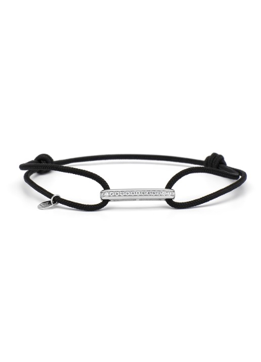 Diamond Point Witgouden koord armband, 0.10 ct diamant, Timeless Treasures - voorkant witgoud