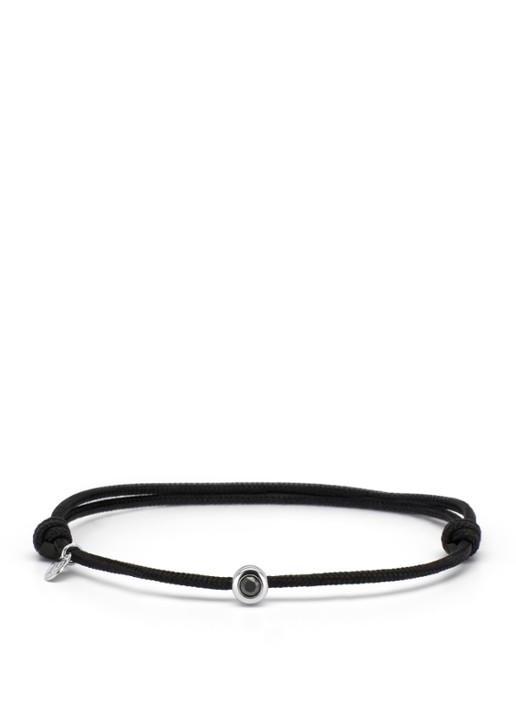 Diamond Point Witgouden koord armband, 0.10 ct zwarte diamant, Timeless Treasures - voorkant witgoud