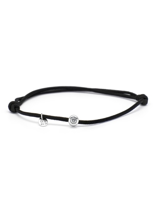 Diamond Point Witgouden koord armband, 0.10ct diamant, Timeless Treasures - voorkant witgoud