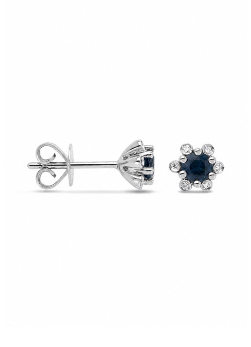 Diamond Point Witgouden oorsieraden, 0.60 ct blauwe saffier, Empress