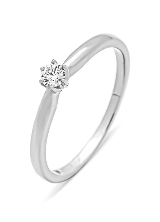 Diamond Point Witgouden ring, 0.10 ct diamant, Hearts & Arrows
