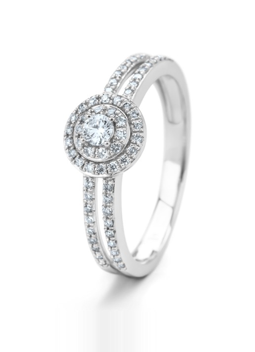 Diamond Point Witgouden ring, 0.28 ct diamant, Petite Romance